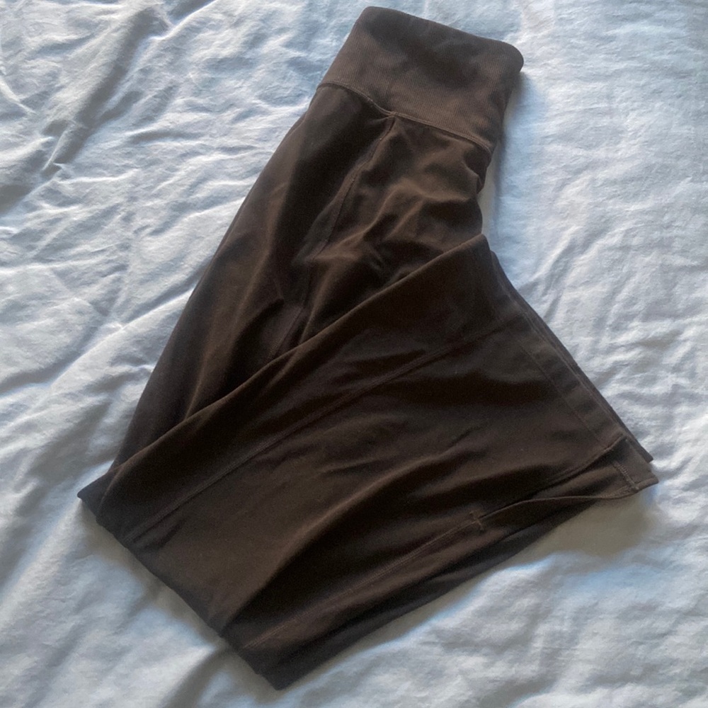 Athleta black soft legging with leg split